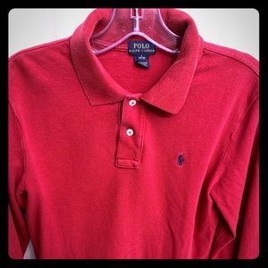 Ralph Lauren boys deep red long sleeve polo shirt